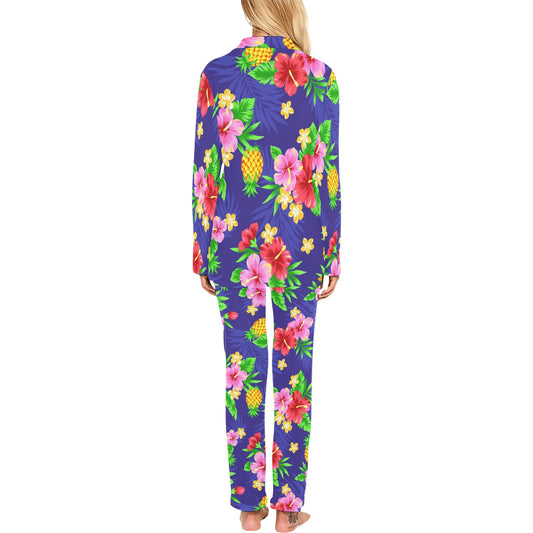 Hawaiian Themed Pattern Print Design H05 Women's Long Pajama Set