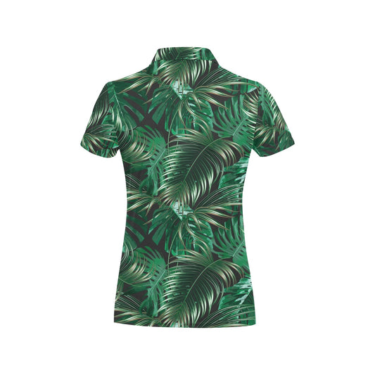 Tropical Flower Pattern Print Design TF012 Women's Polo Shirt