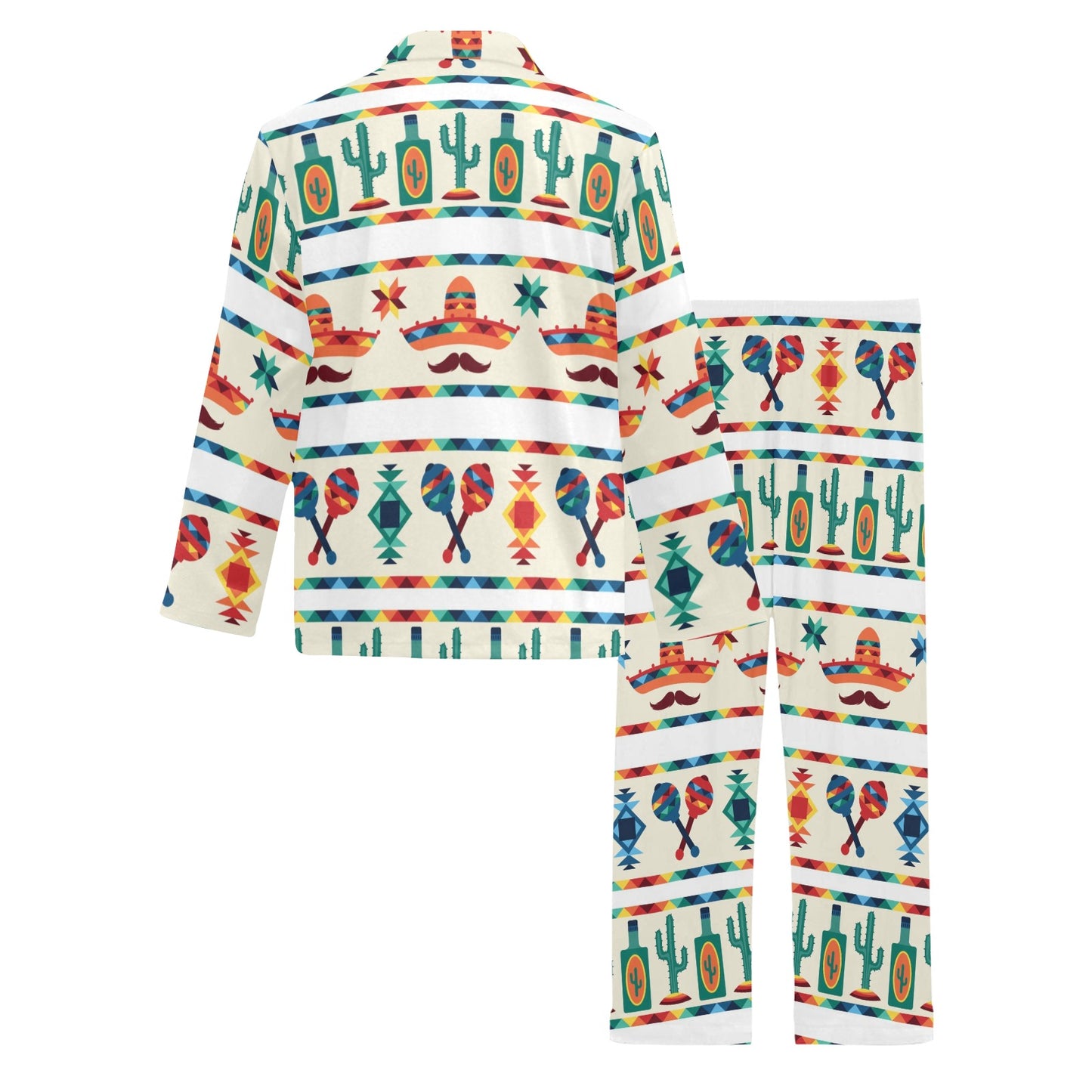 Maracas Mexican Pattern Print Design 01 Men's Long Pajama Set