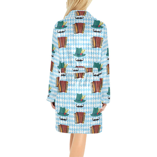 Accordion Mustache Pattern Print Design 01 Women's Fleece Robe