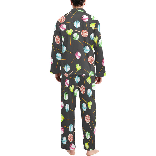 Lollipop Pattern Print Design LL02 Men's Long Pajama Set