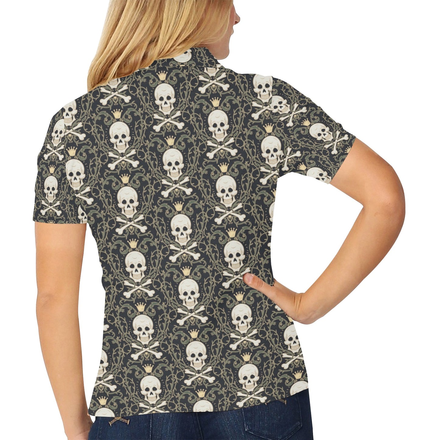 Skull King Print Design LKS307 Women's Polo Shirt
