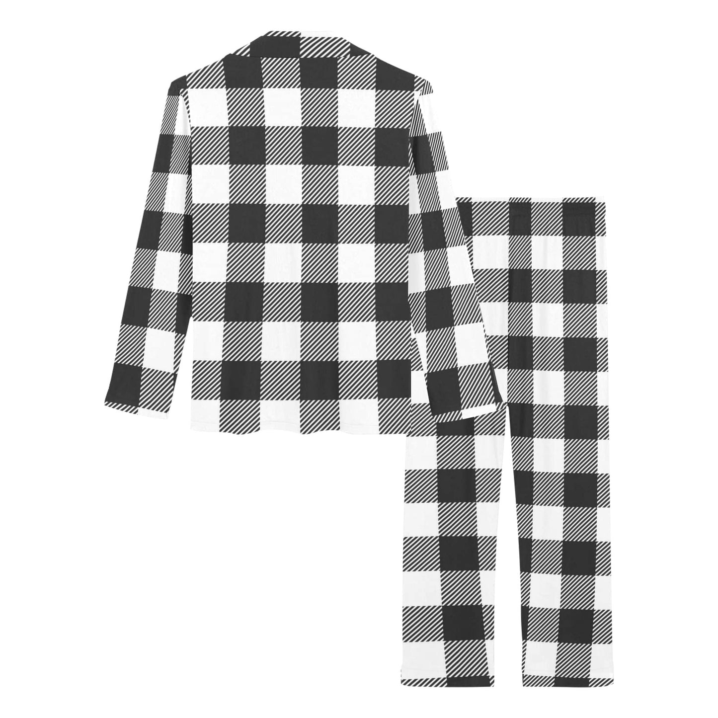 Buffalo check Black white Pattern Print Design 04 Women's Long Pajama Set