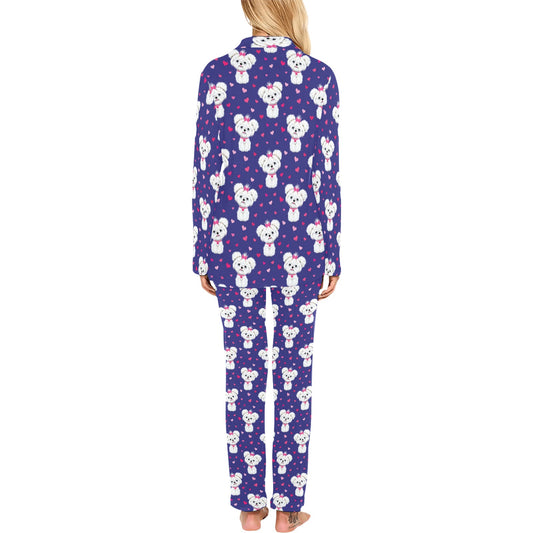 Maltese Pattern Print Design 02 Women's Long Pajama Set