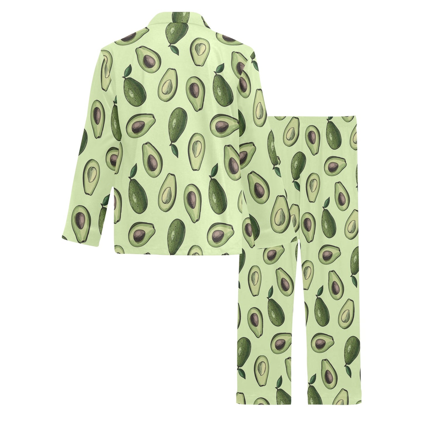 Avocado Pattern Print Design 02 Men's Long Pajama Set