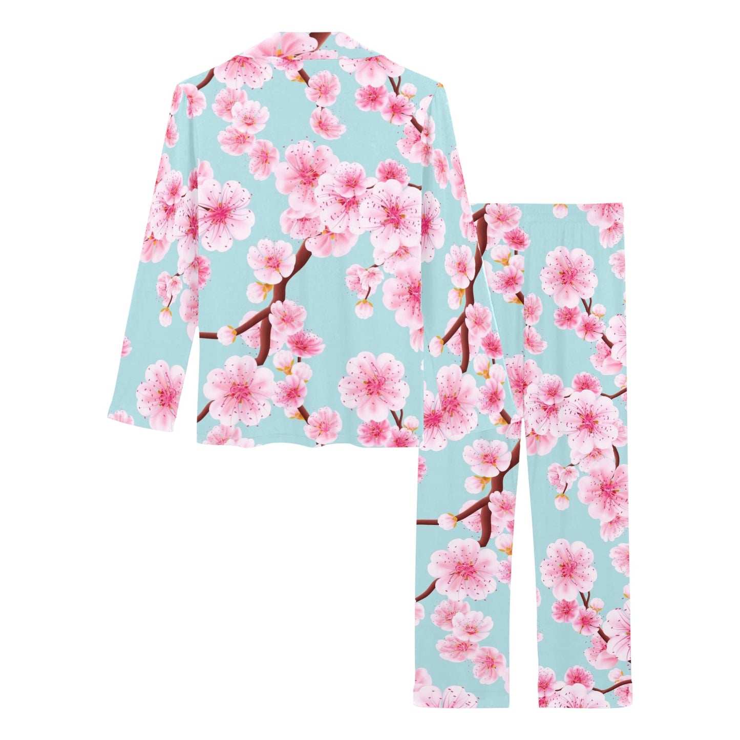 Cherry Blossom Pattern Print Design CB04 Women's Long Pajama Set