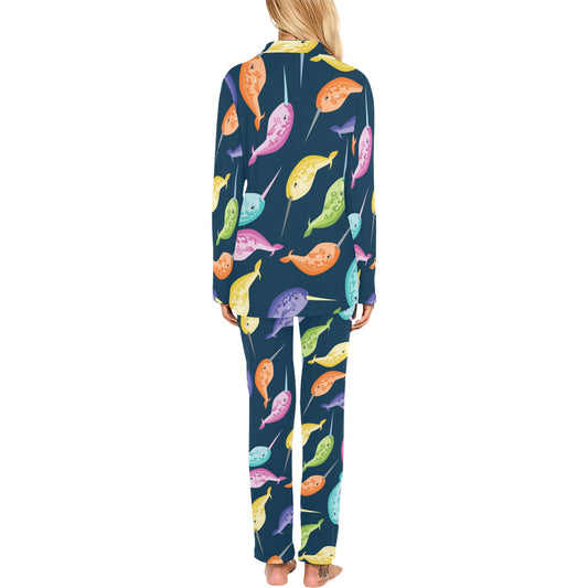 Narwhal Colorful Pattern Print Design 03 Women's Long Pajama Set