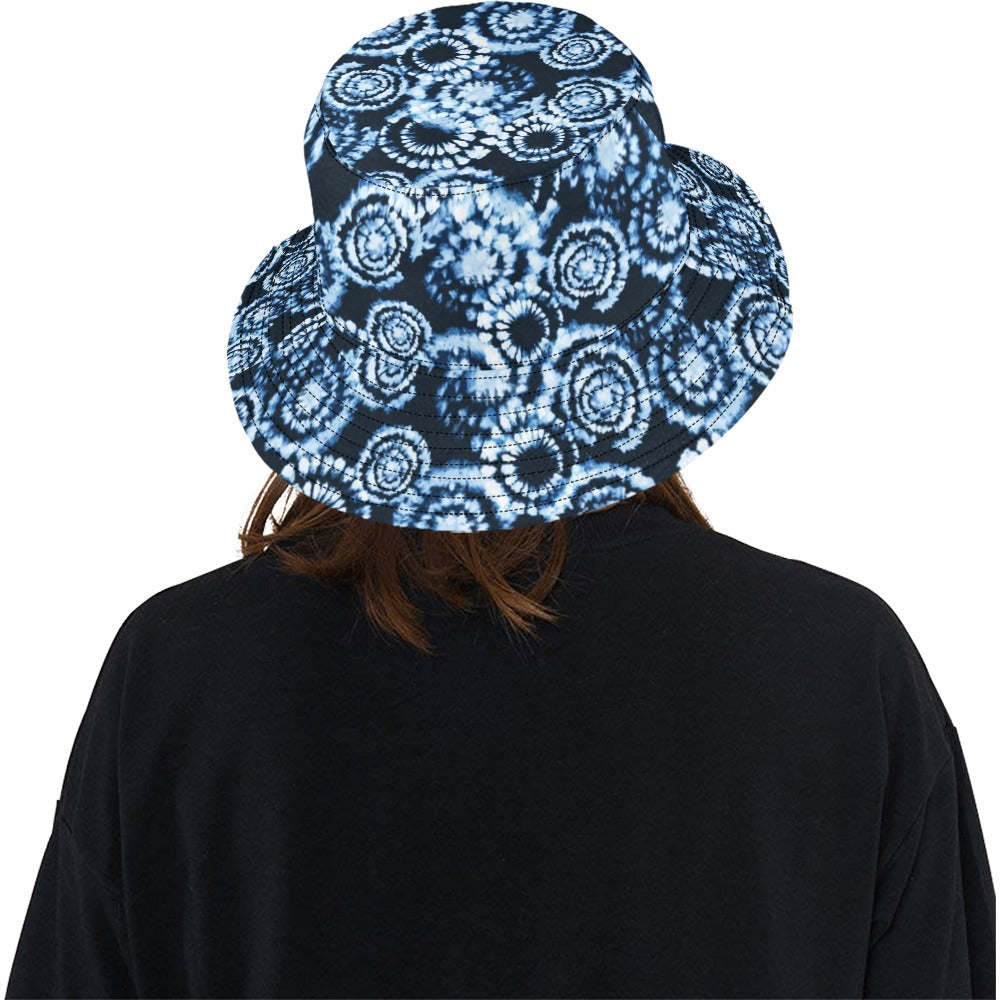 Tie Dye Dark Blue Print Design LKS306 Unisex Bucket Hat