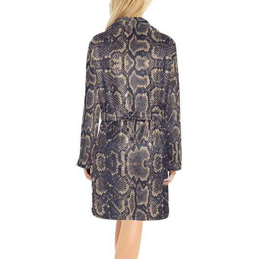 Snake Skin Pattern Print Women's Fleece Robe