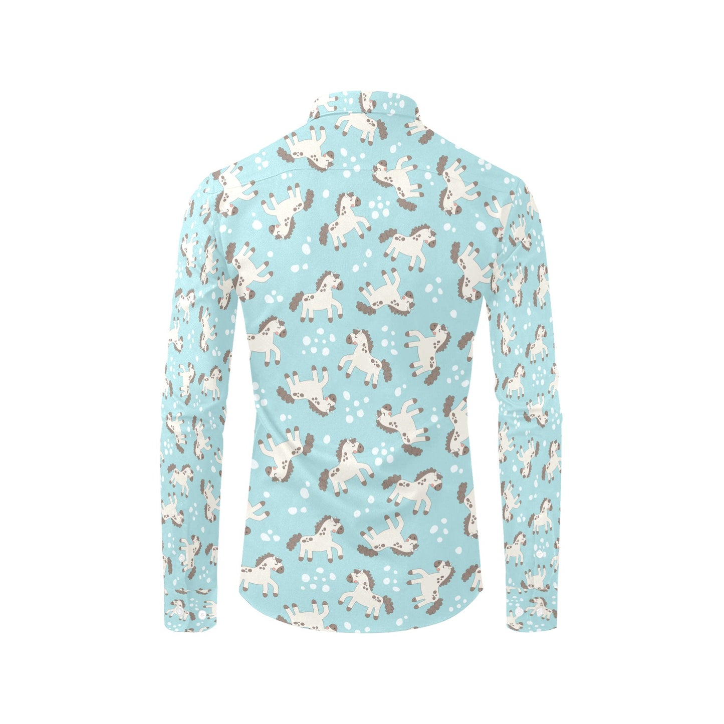 Horse Cute Print Design LKS306 Men's Long Sleeve Dress Shirt