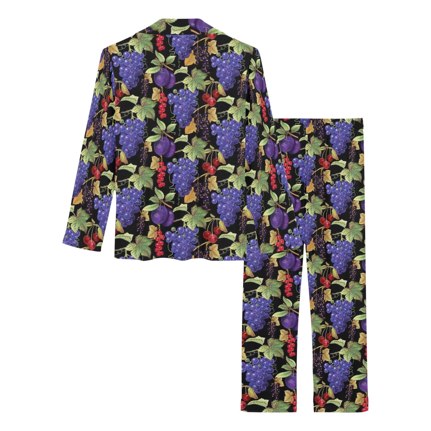 Grape Pattern Print Design GP05 Women's Long Pajama Set