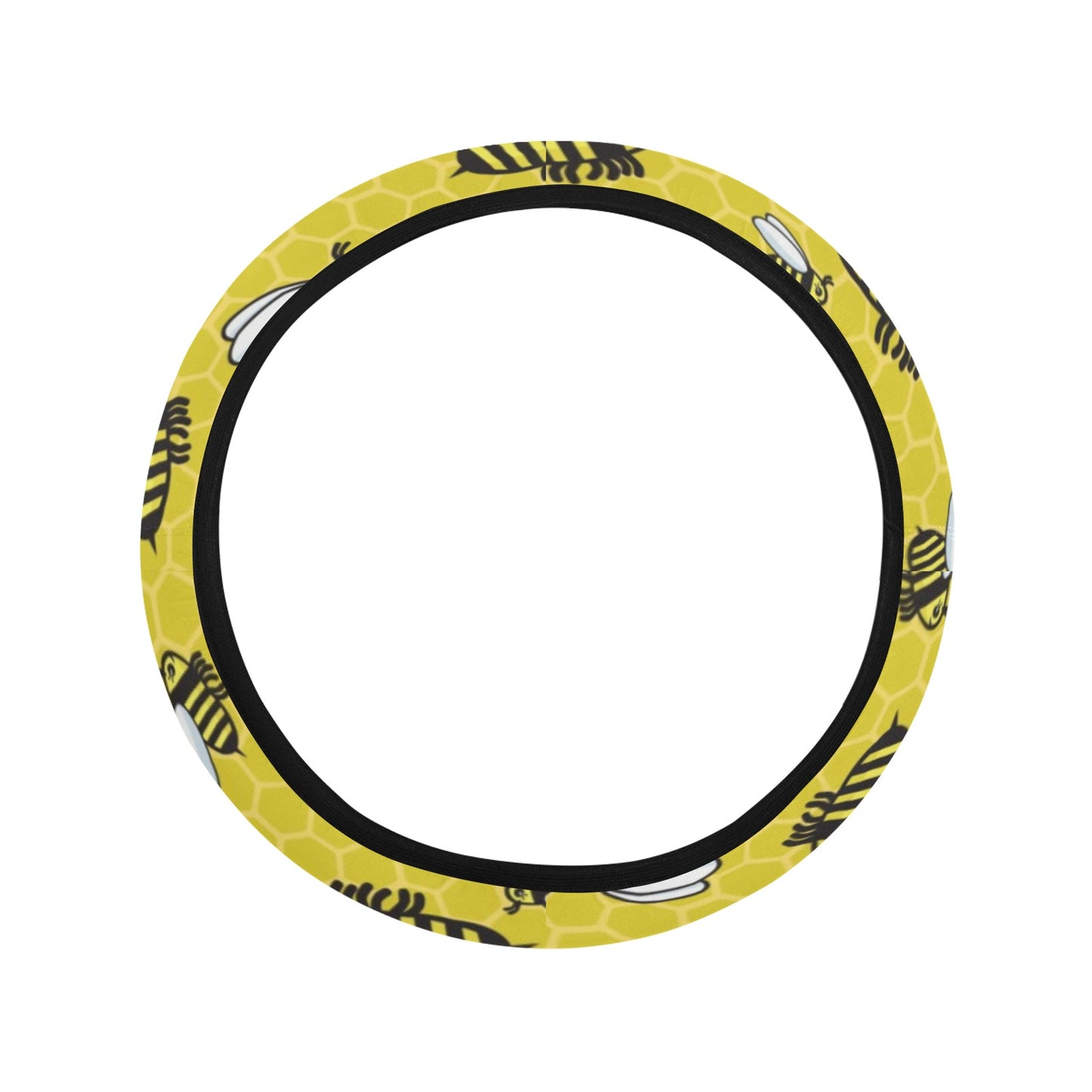 Bee Cute Print Design LKS308 Steering Wheel Cover with Elastic Edge