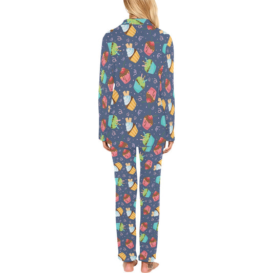 Cupcake Pattern Print Design 02 Women's Long Pajama Set