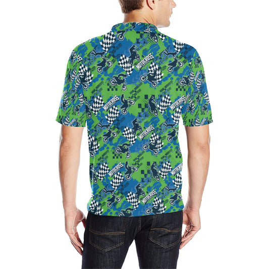 Motocross Pattern Print Design 04 Men Polo Shirt