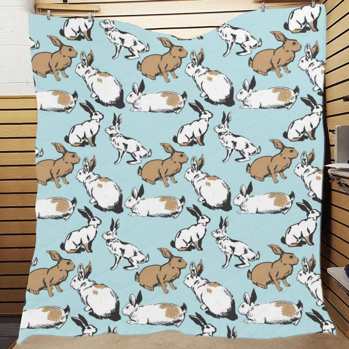Rabbit Pattern Print Design RB018 Premium Quilt