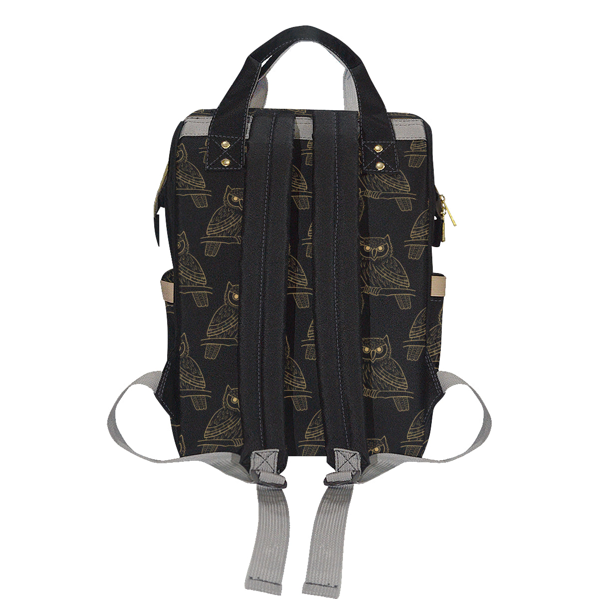 Gold Owl Pattern Diaper Bag Backpack