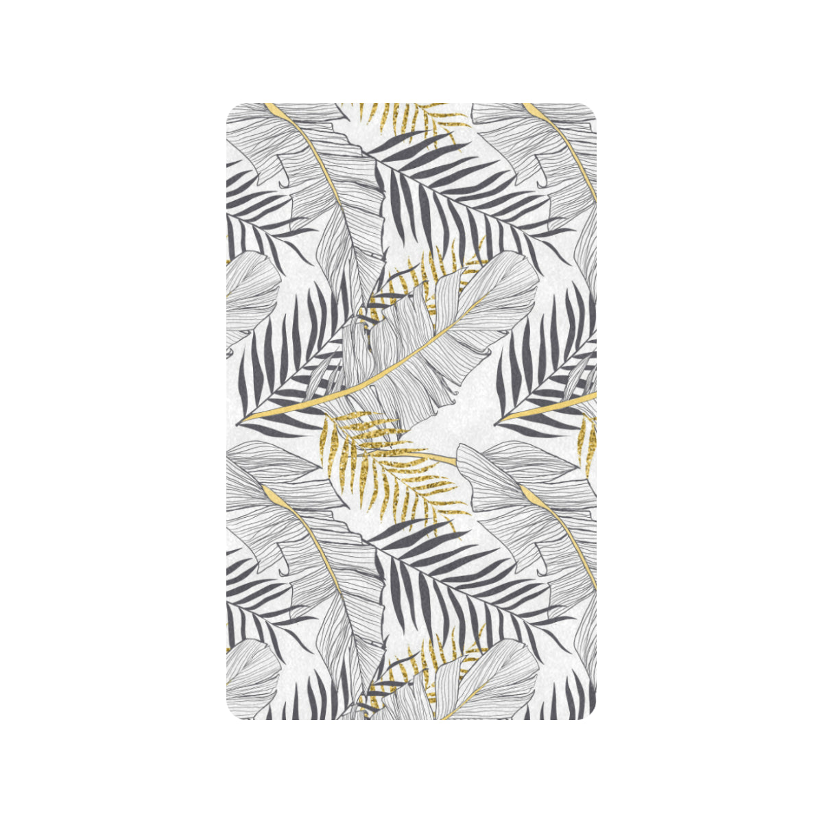 Gold Glitter Tropical Palm Leaves Rubber Doormat