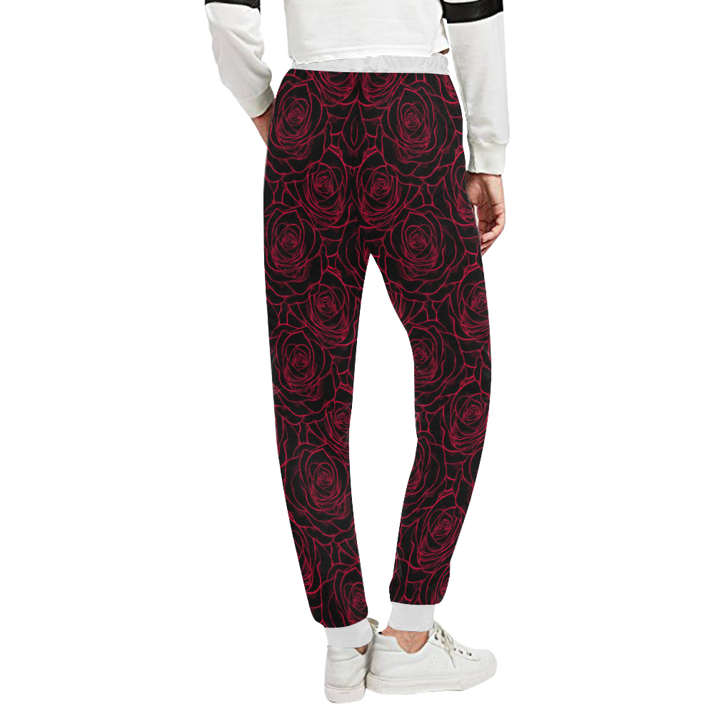 Red Rose Design Print Unisex Sweatpants