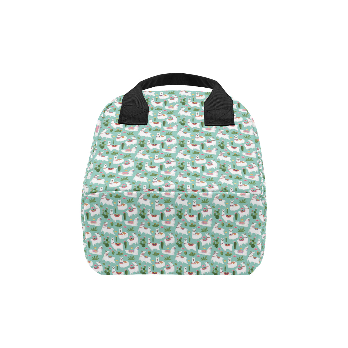 Llama with Cactus Themed Print Insulated Lunch Bag