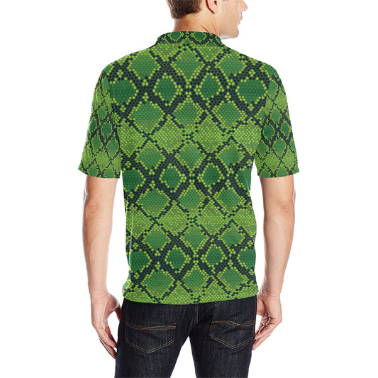 Python Green Pattern Print Design A01 Men Polo Shirt