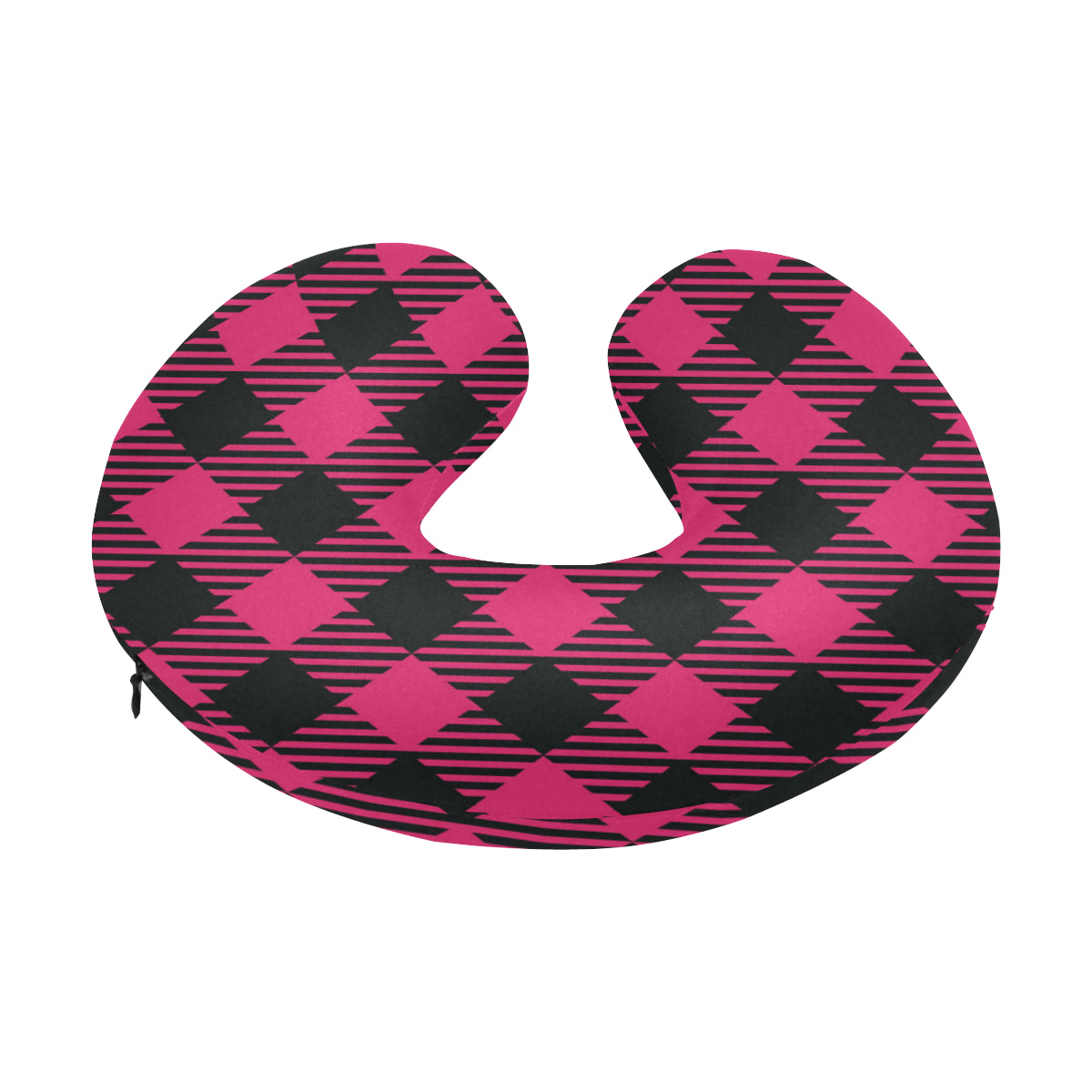 Buffalo check Pink Pattern Print Design 01 U-Shaped Travel Neck Pillow