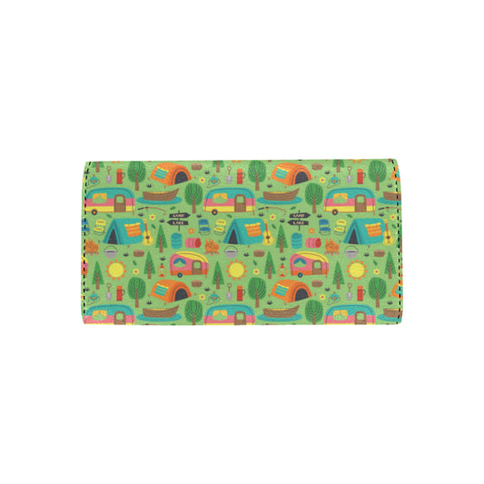 Camping Camper Pattern Print Design 04 Women's Trifold Wallet