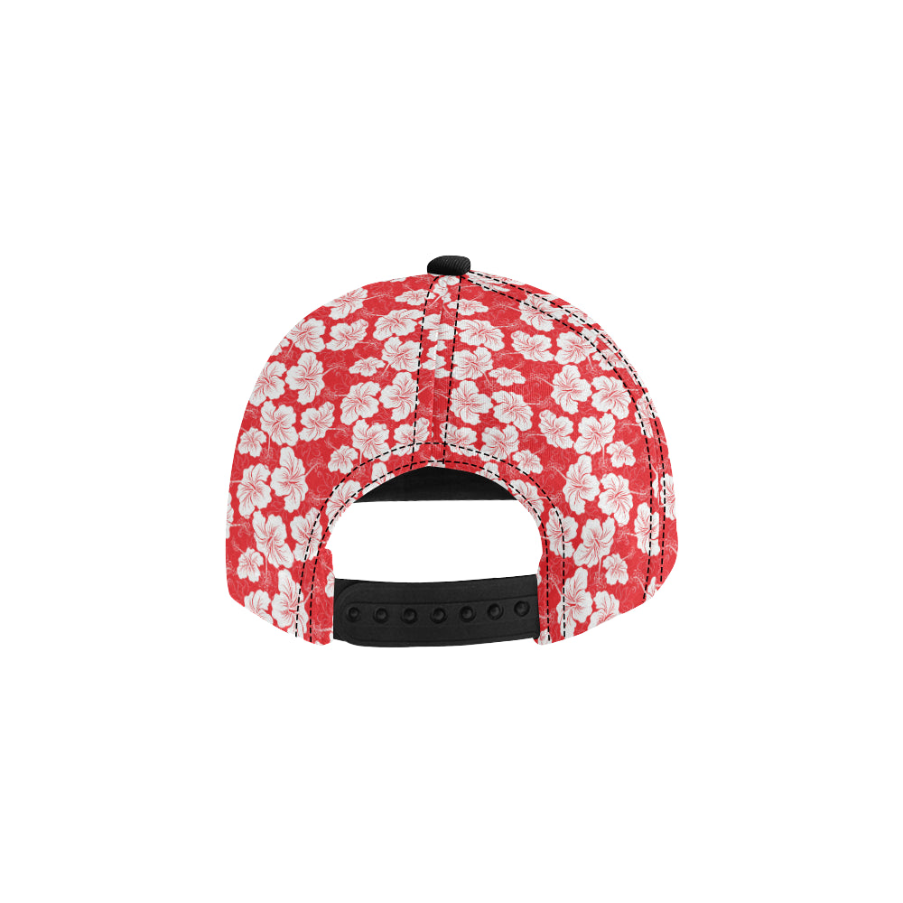 Flower Hawaiian Hibiscus Red Background Print Snapback Cap
