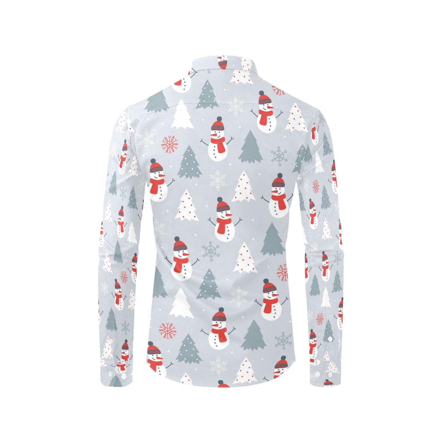 Snowman Print Design LKS302 Men's Long Sleeve Dress Shirt
