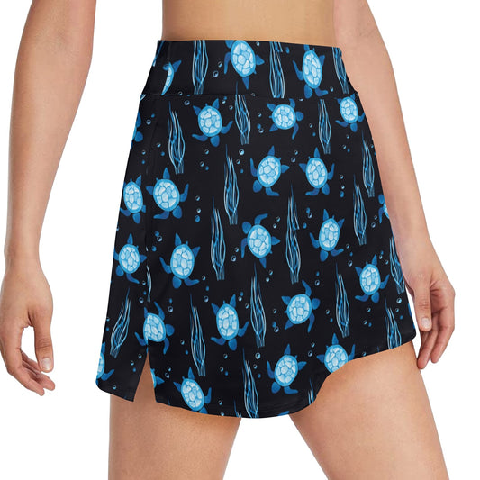 Sea Turtle Print Design LKS3013 17" Golf & Pickleball Skort with Pockets