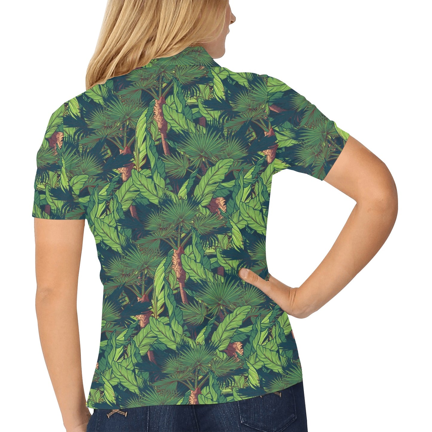 Rainforest Pattern Print Design A01 Women's Polo Shirt