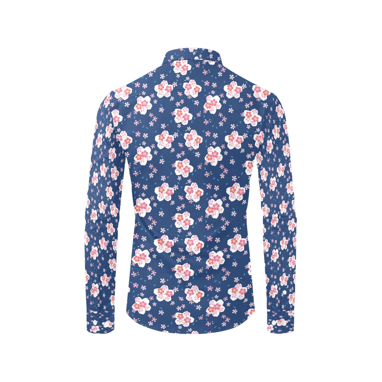 Sakura Print Design LKS306 Men's Long Sleeve Dress Shirt