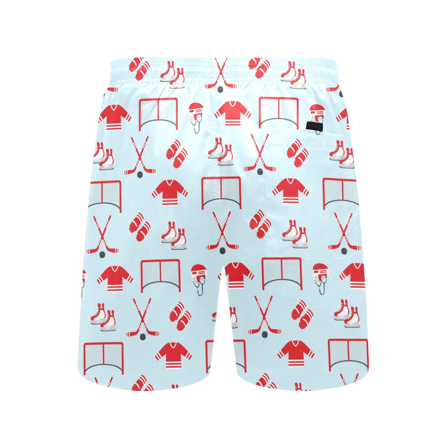 Hockey Red Equipment Print Design LKS305 Men's Swim Trunks Beach Shorts