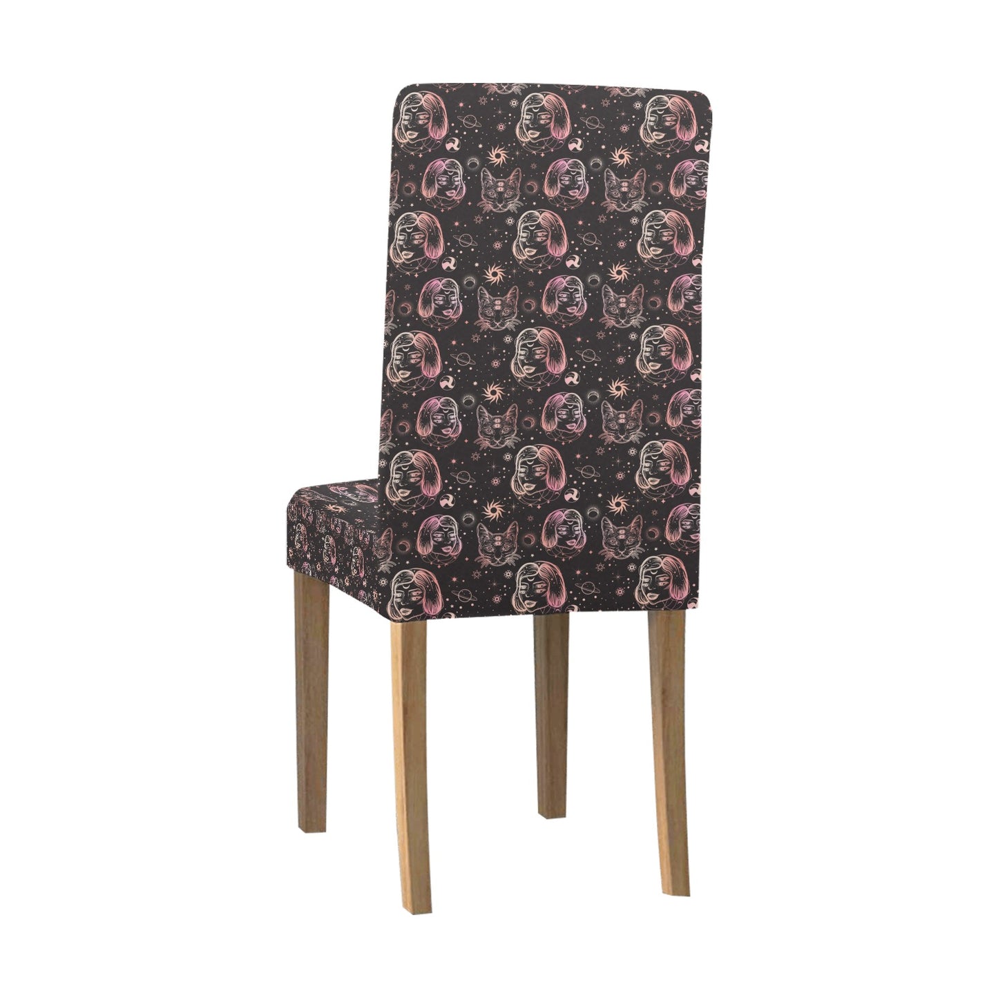Third Eye Girl Cat Print Design LKS305 Dining Chair Slipcover