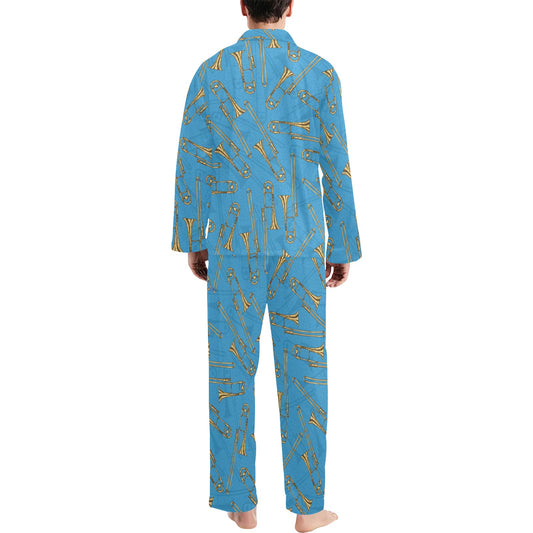 Trombone Pattern Print Design 01 Men's Long Pajama Set