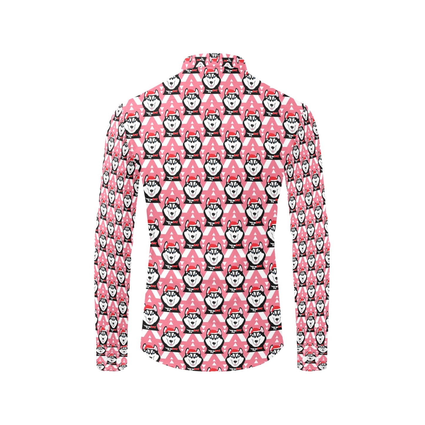 Siberian Huskies Christmas Themed Print Design LKS302 Men's Long Sleeve Dress Shirt