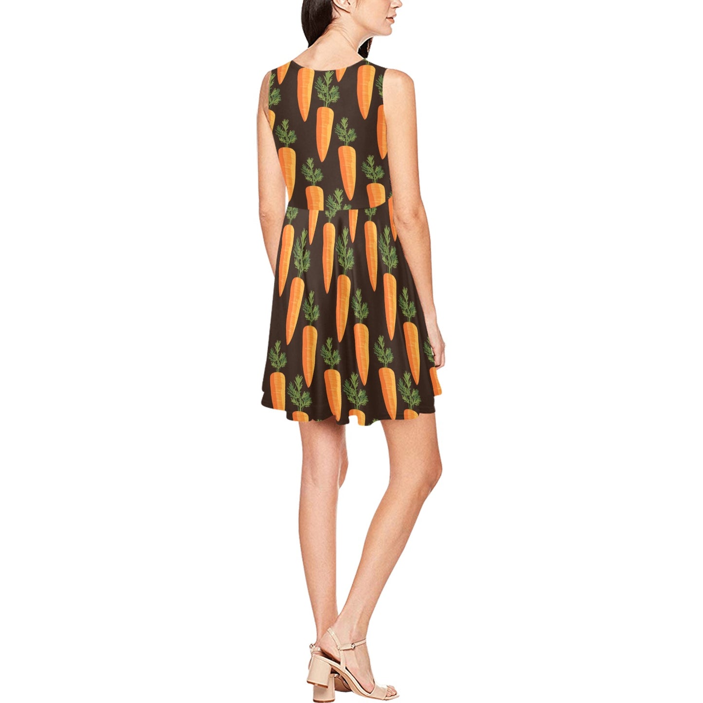 Carrot Pattern Print Design 06 Sleeveless Dress