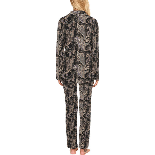 Paisley Mandala Design Print Women's Long Pajama Set