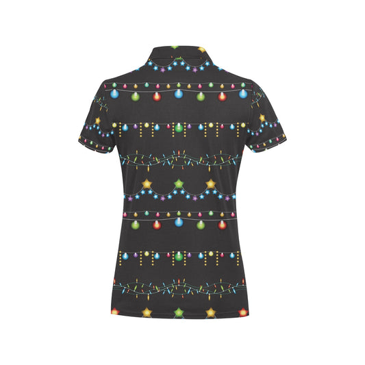 Christmas Light Pattern Print Design 01 Women's Polo Shirt