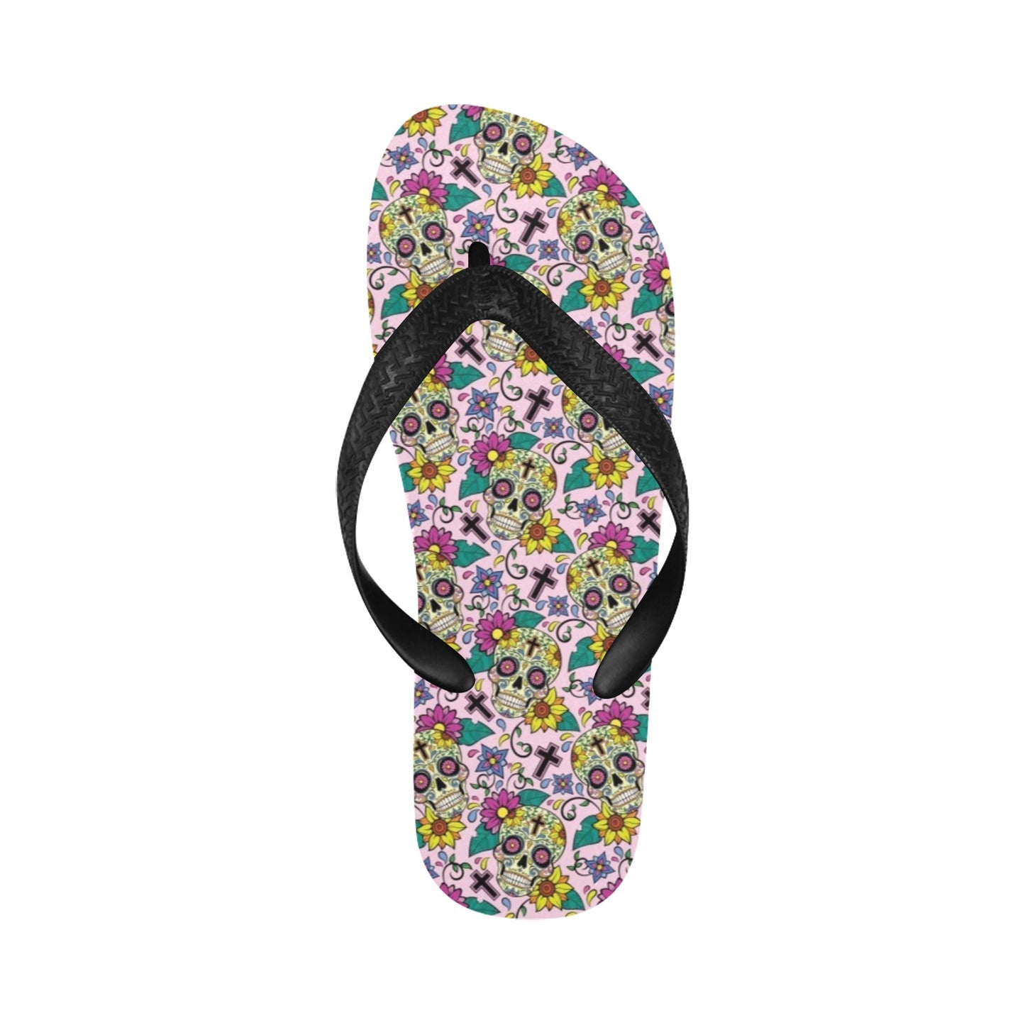 Sugar Skull Print Design LKS307 Flip Flops