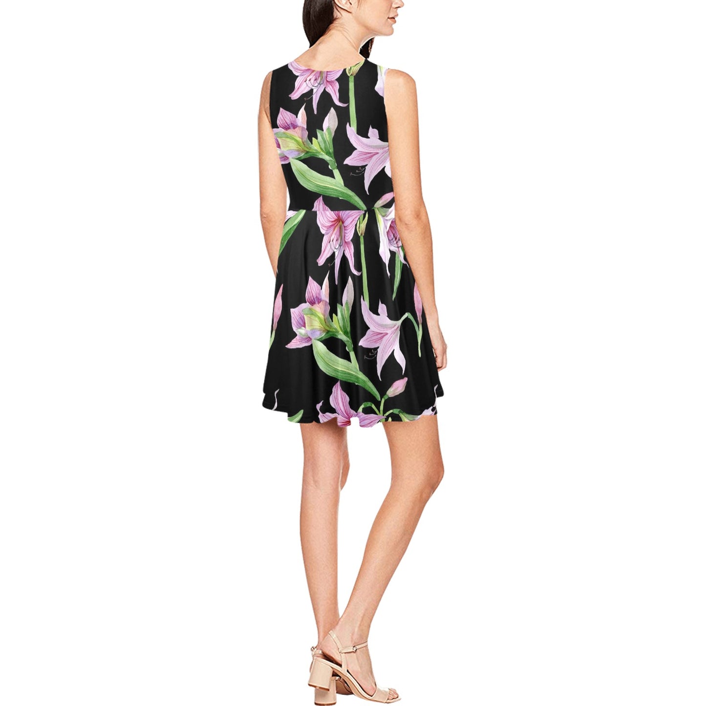Amaryllis Pattern Print Design AL08 Sleeveless Dress