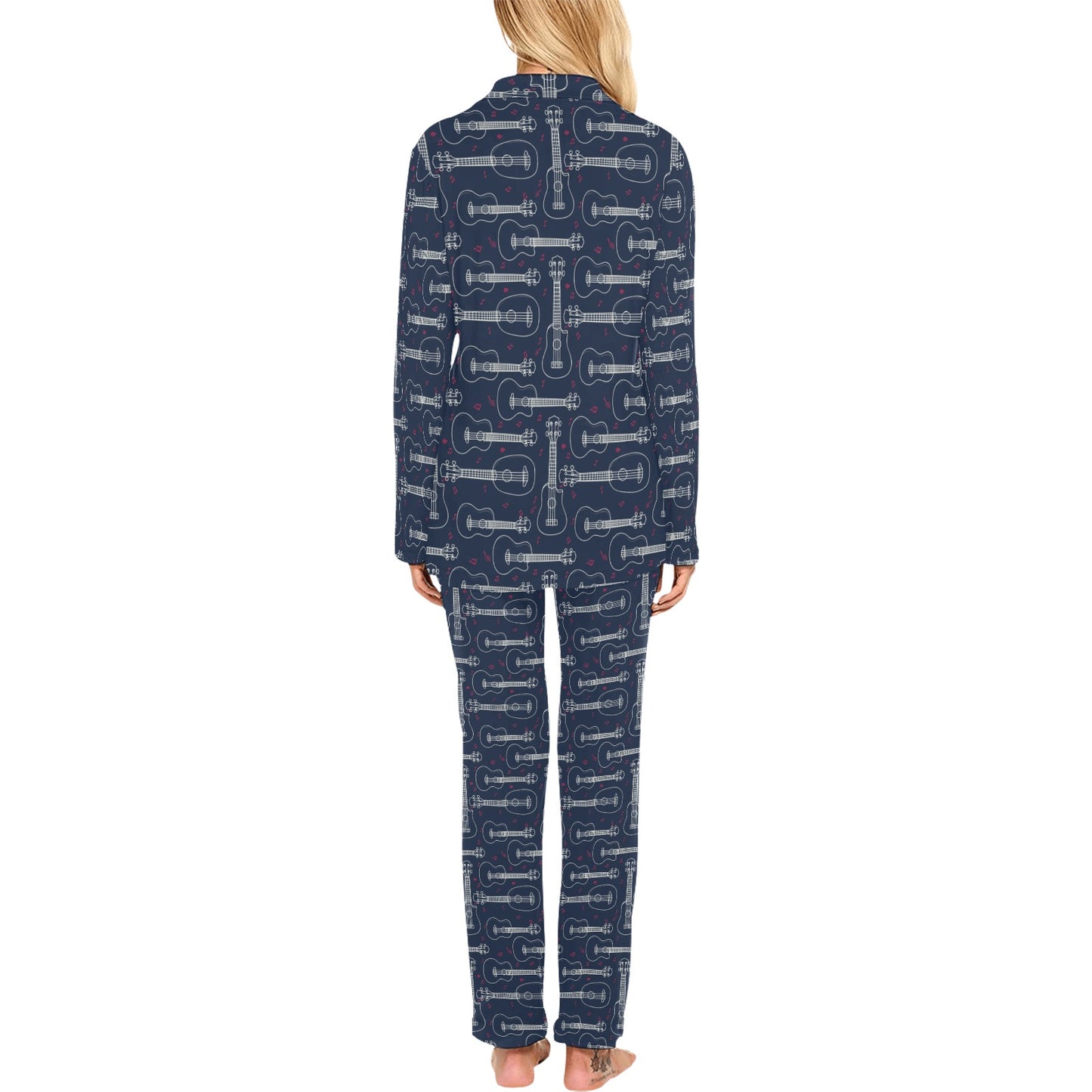 Ukulele Print Design LKS401 Women's Long Pajama Set
