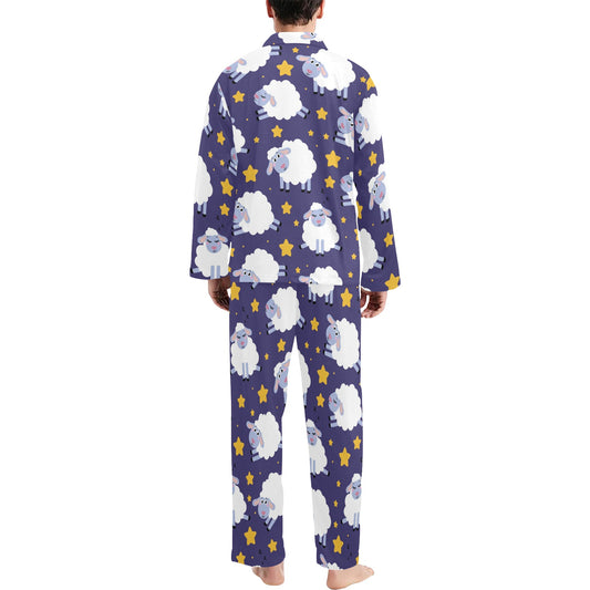 Sheep Pattern Print Design 03 Men's Long Pajama Set