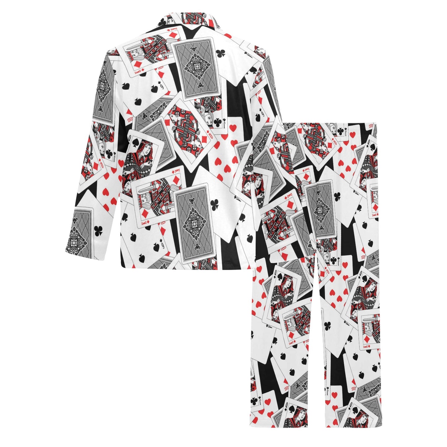 Poker Cards Pattern Print Design A04 Men's Long Pajama Set