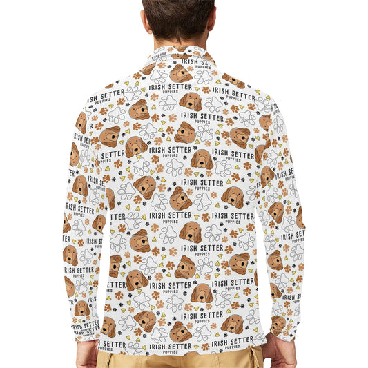 Setters Irish Print Design LKS301 Long Sleeve Polo Shirt For Men's