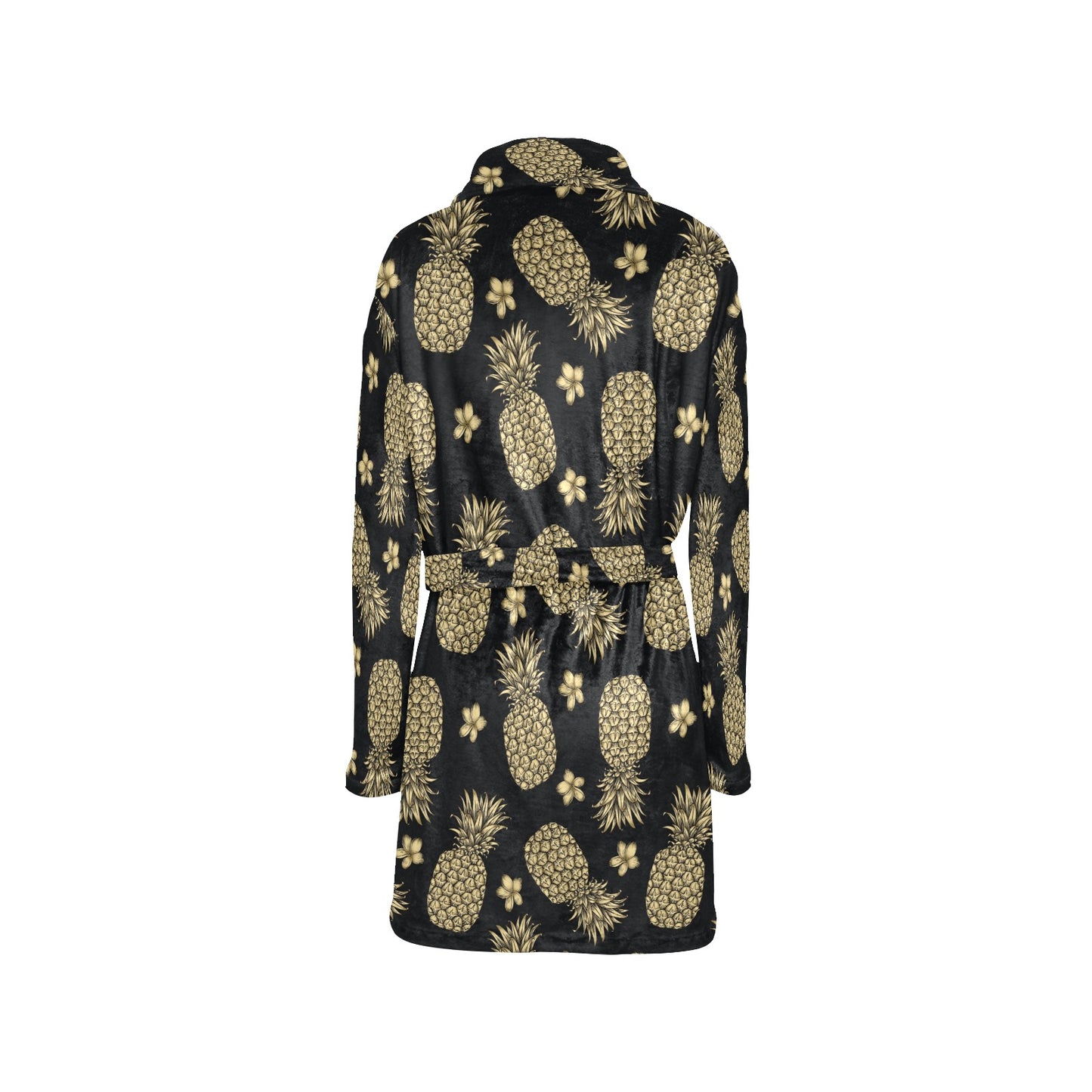 Gold Pineapple Hibiscus Women's Fleece Robe
