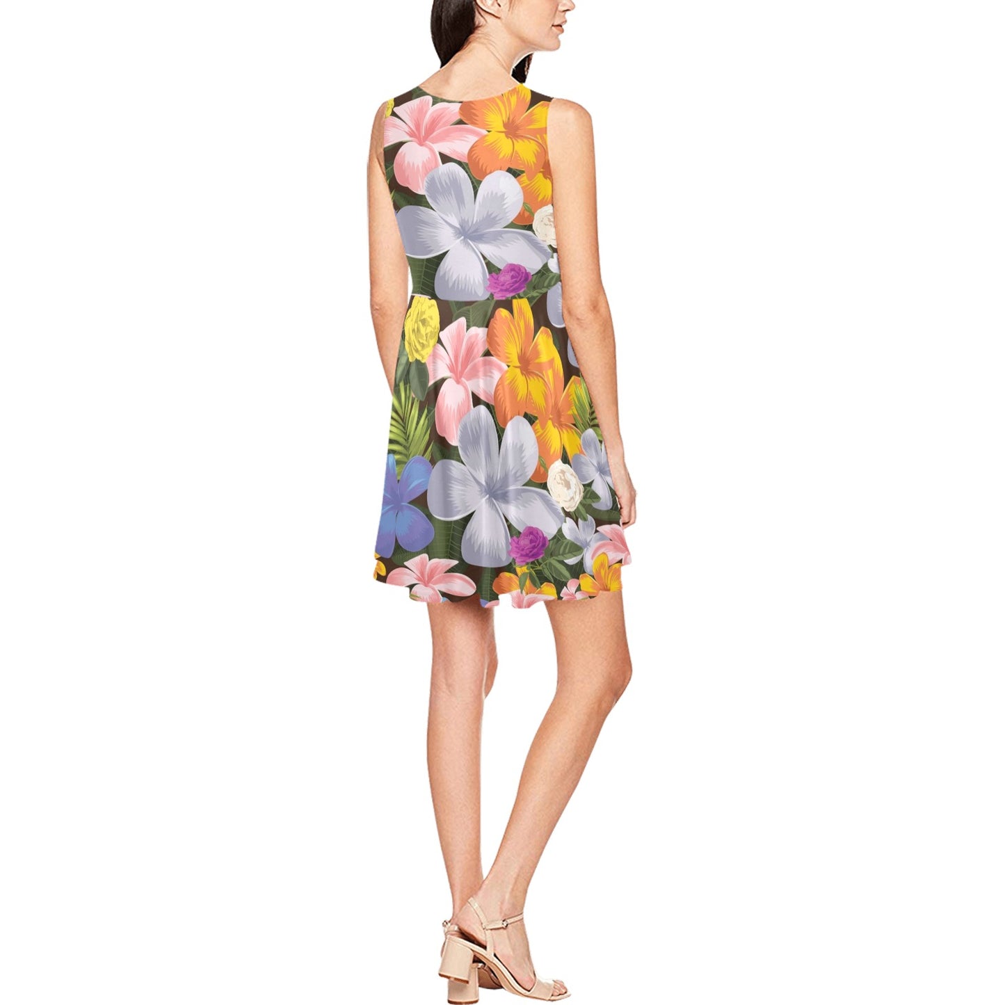 Plumeria Pattern Print Design PM03 Sleeveless Dress