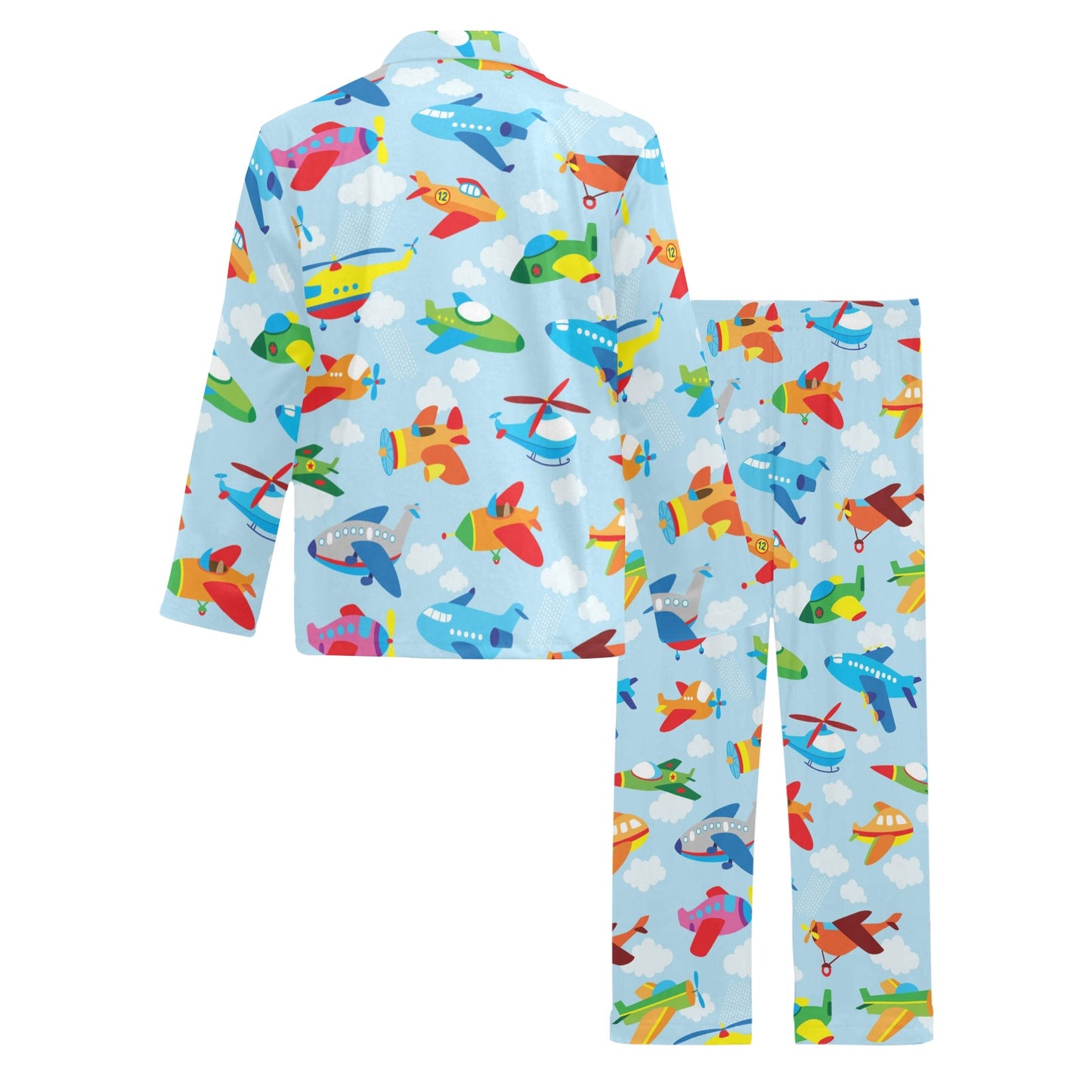 Airplane Colorful Pattern Print Design 01 Men's Long Pajama Set