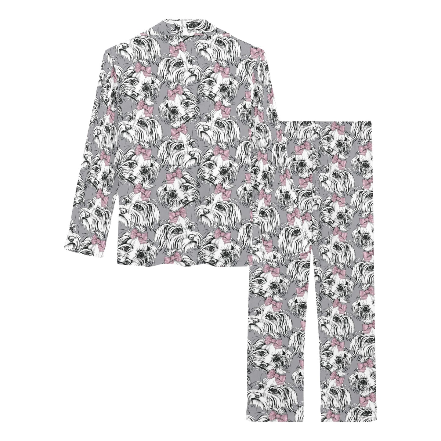Maltese Pattern Print Design 01 Women's Long Pajama Set