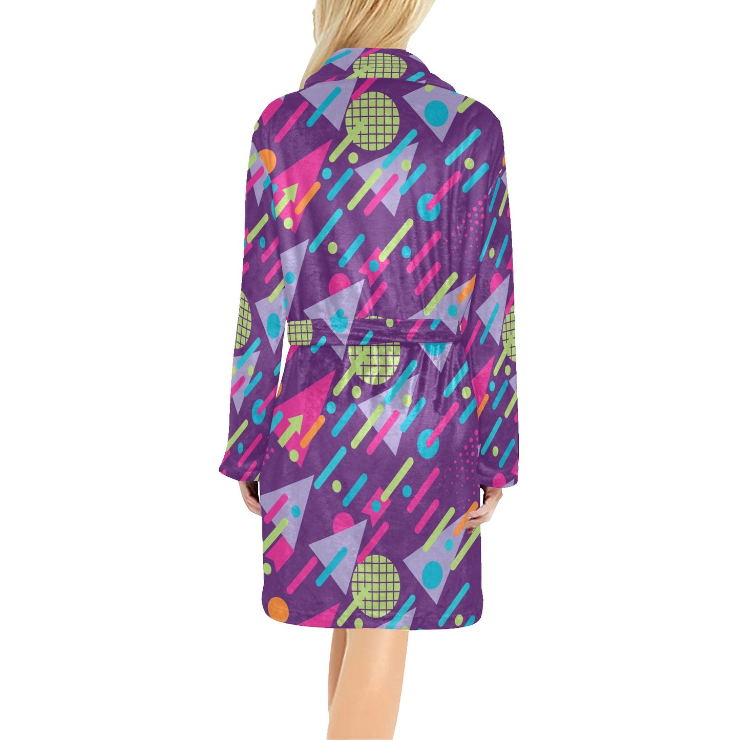 90s Pattern Print Design 4 Women's Fleece Robe