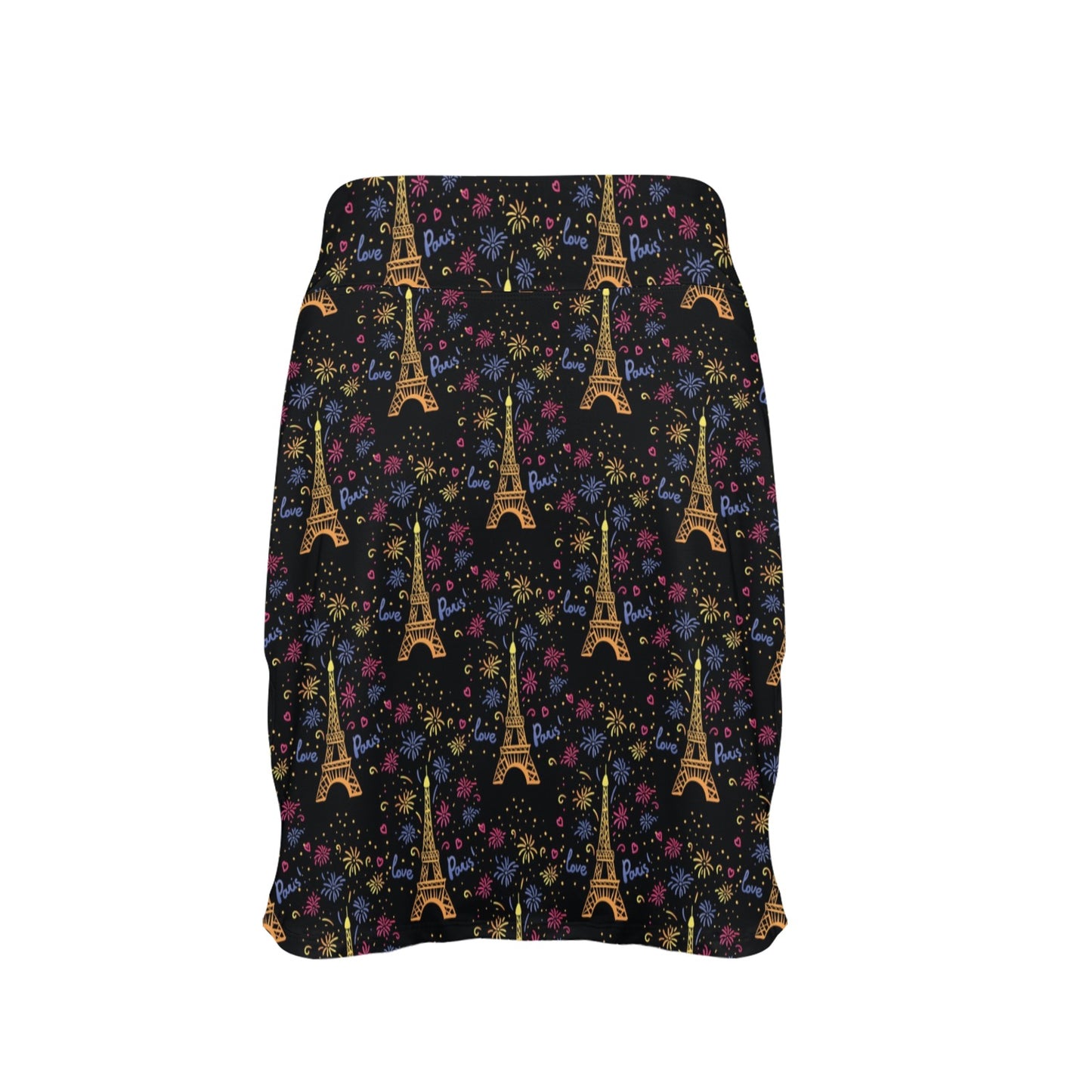Eiffel Tower Love Paris Print Women's Golf Skirt with Pocket